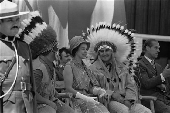 Chief Frank Pelletier is shown in 1973 with Britain's Queen Elizabeth II in Thunder Bay, Ontario